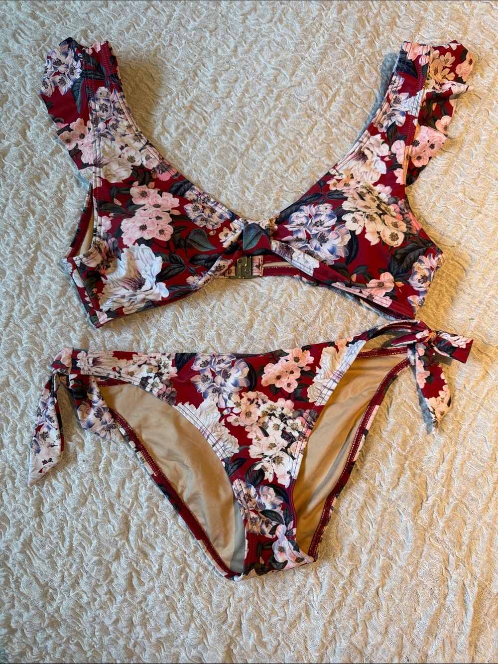 MINKPINK Burgundy Floral Bikini Bottoms